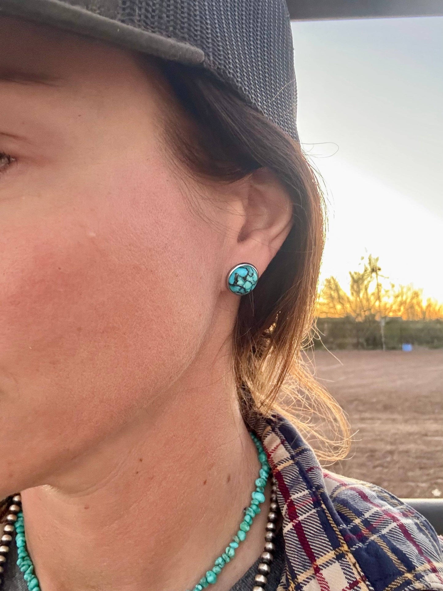 Real Turquoise Earrings/Turquoise Stud Earrings/Western