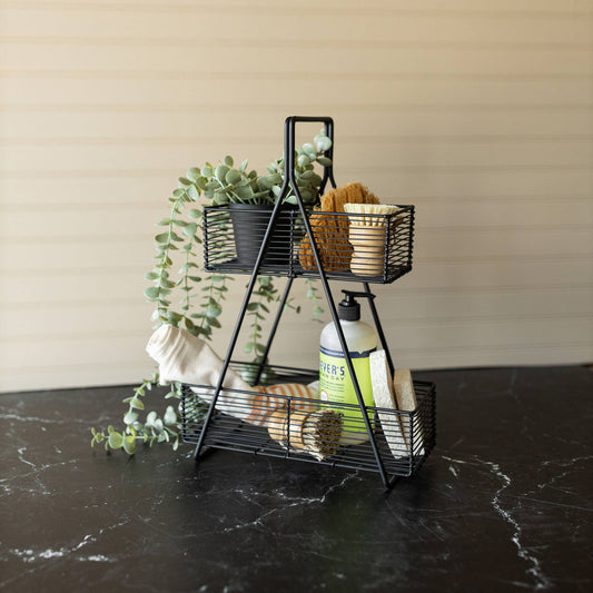 Atticus Two Tiered Wire Baskets Black Kitchen Decor