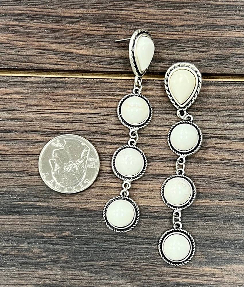 White Turquoise Post Earrings