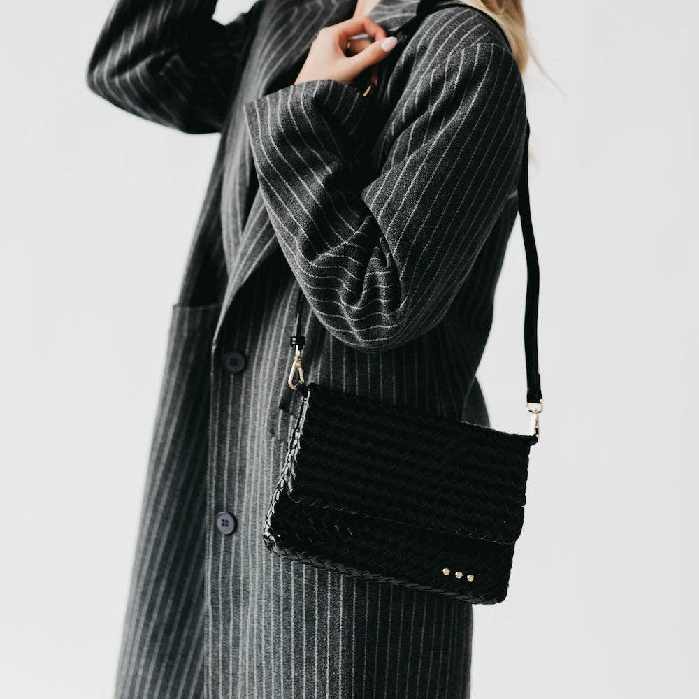 Wrenlee Woven Flap Crossbody - Black