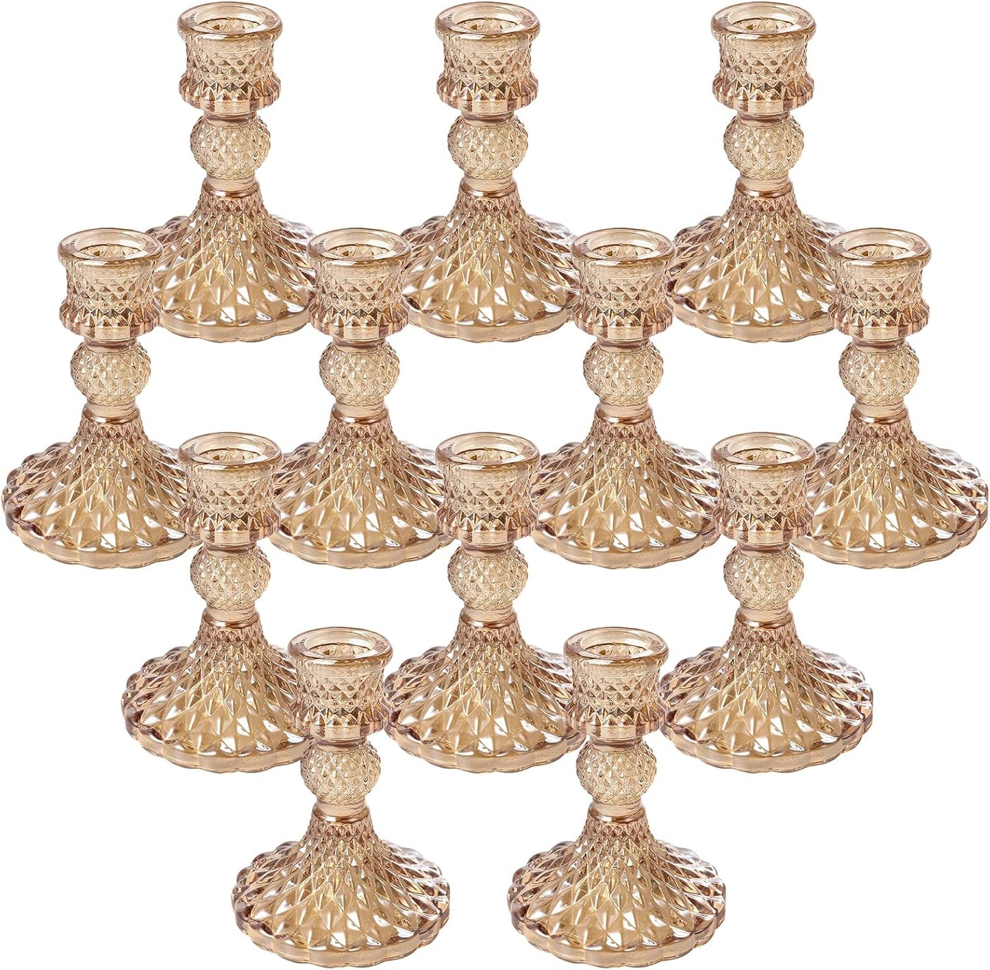 Glass Candlestick Holders including Battery Operated Candle Stick