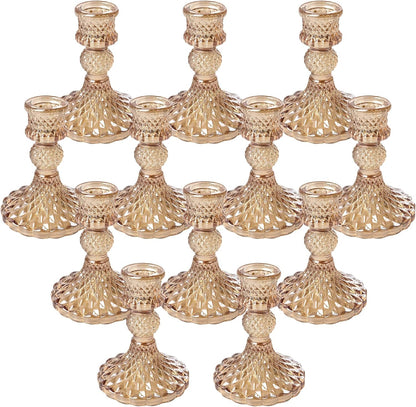 Glass Candlestick Holders including Battery Operated Candle Stick