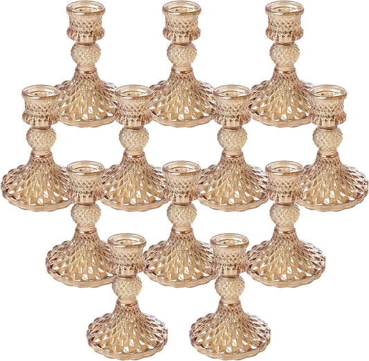Glass Candlestick Holders including Battery Operated Candle Stick