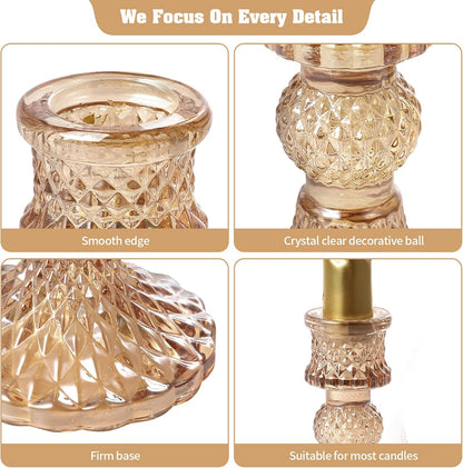 Glass Candlestick Holders including Battery Operated Candle Stick