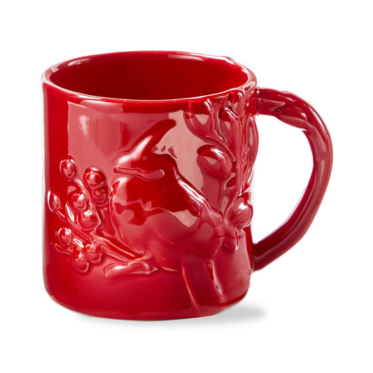 Christmas Winter Cardinal Mug - Red Earthenware
