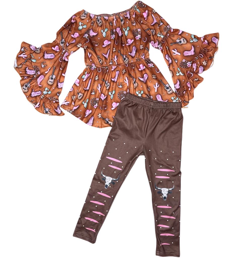 Girl's Shea Baby Two PC Guitar & Cowgirl Legging Set