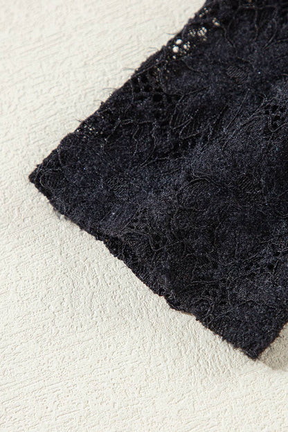 Women's Floral Lace High Neck Long Sleeve Top