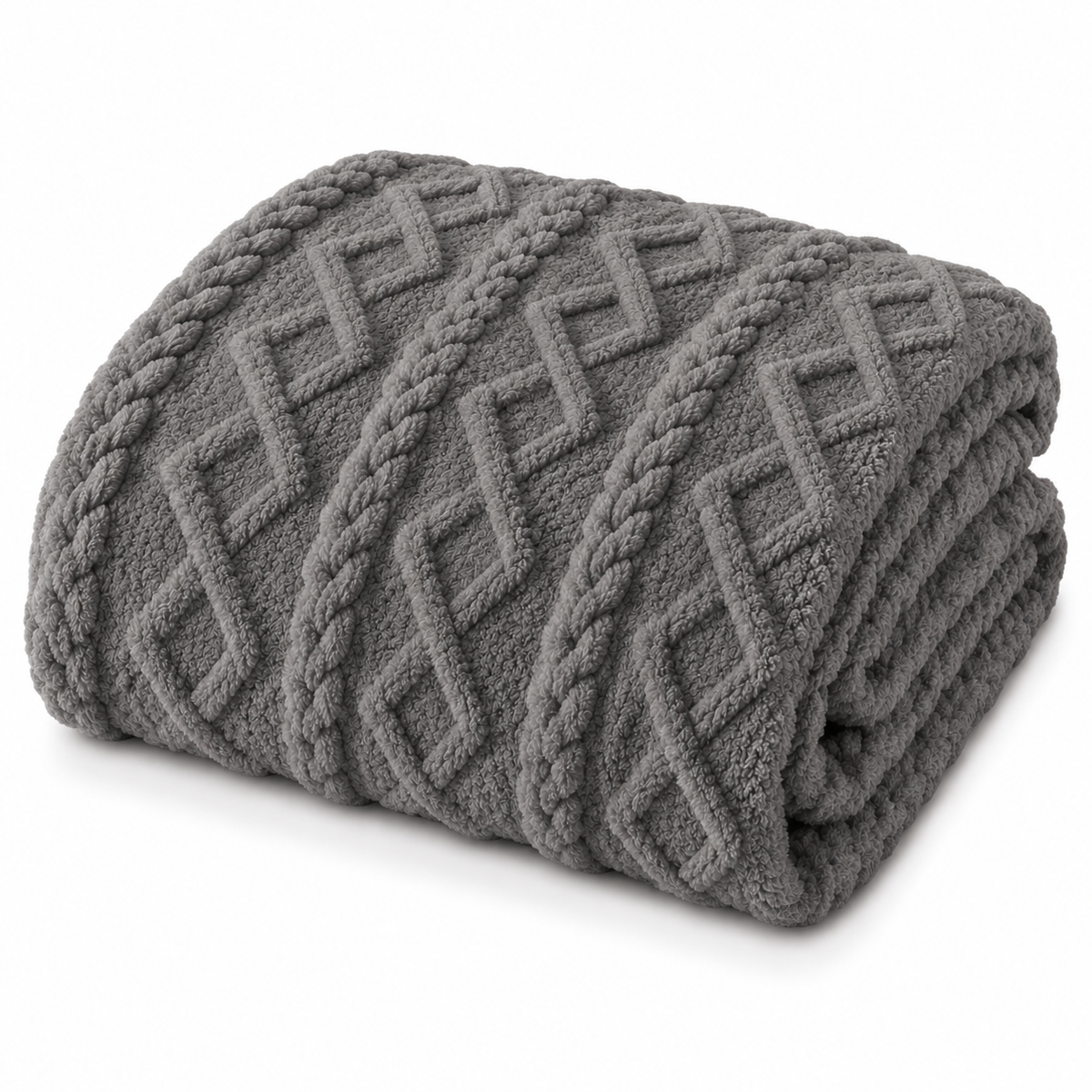 Cable Knit Soft Throw Blanket - Slate