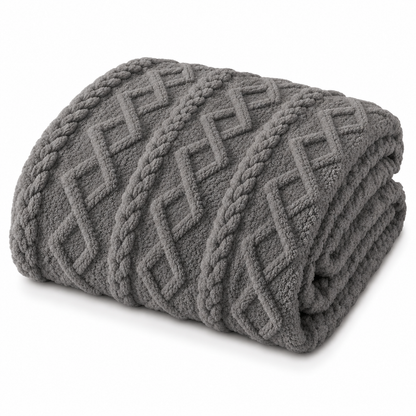 Cable Knit Soft Throw Blanket - Slate
