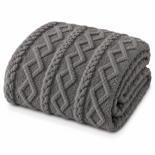 Cable Knit Soft Throw Blanket - Slate