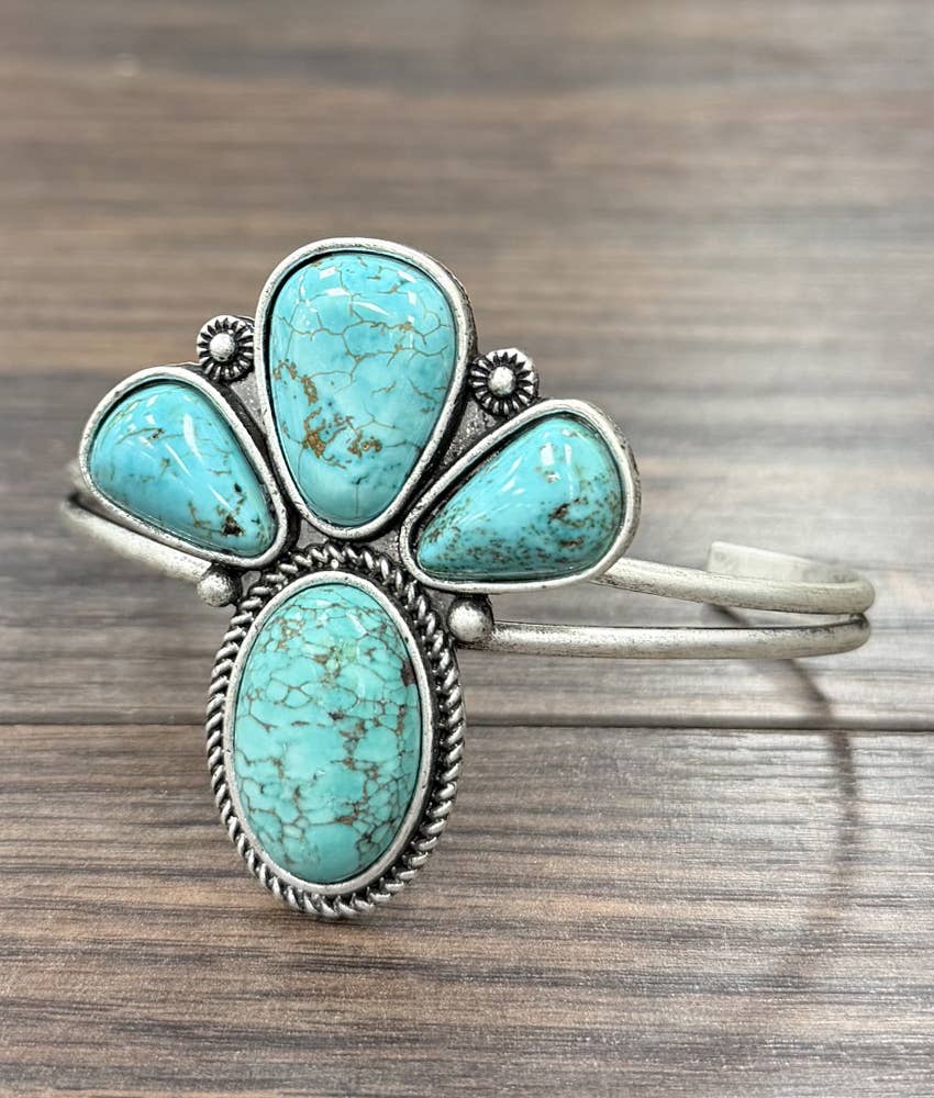 Big 2.2" Western Turquoise Cuff Bracelet