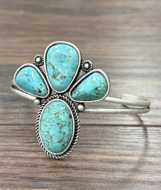 Big 2.2" Western Turquoise Cuff Bracelet