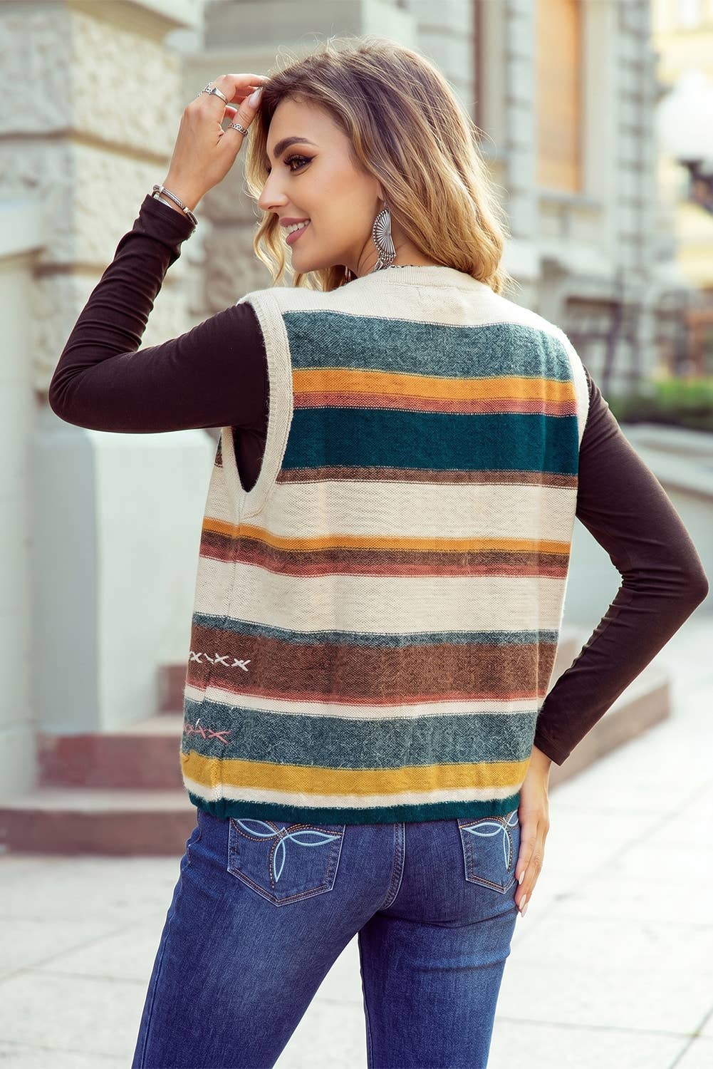 Women's Multicolor Knit Sweater Vest