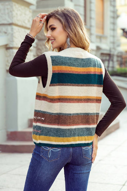 Women's Multicolor Knit Sweater Vest