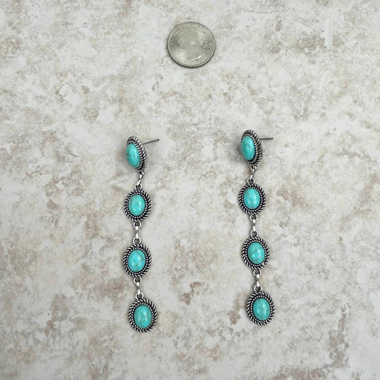 4 Tiers Blue Turquoise Stone Dangle Earring
