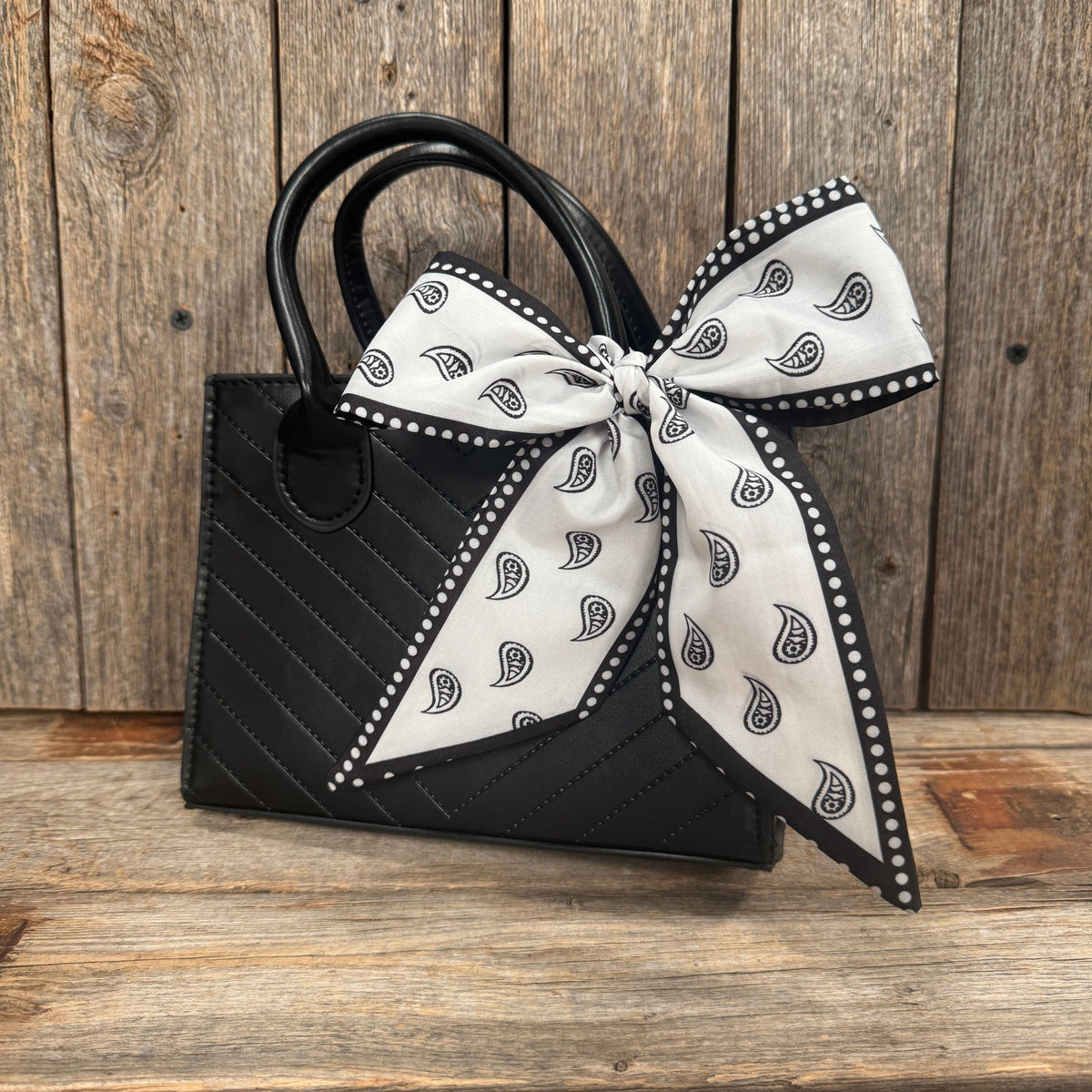 Black and White Skinny Mini Wild Rag Scarf