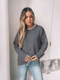 Women's Split-End Pullover Sweater - Dark Gray