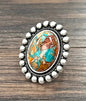 1.7" Gemstone Brass Adjustable Ring