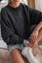 Women's Acid Washed Crewneck Sweatshirt - Black