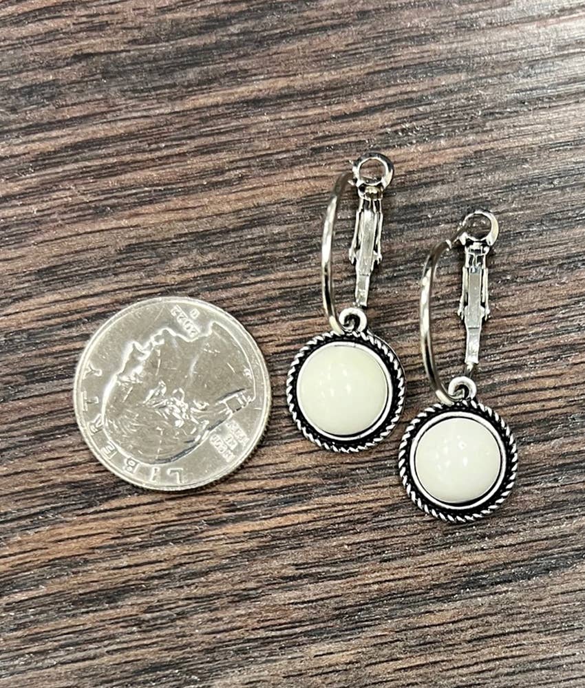 White Turquoise Hoop Earrings