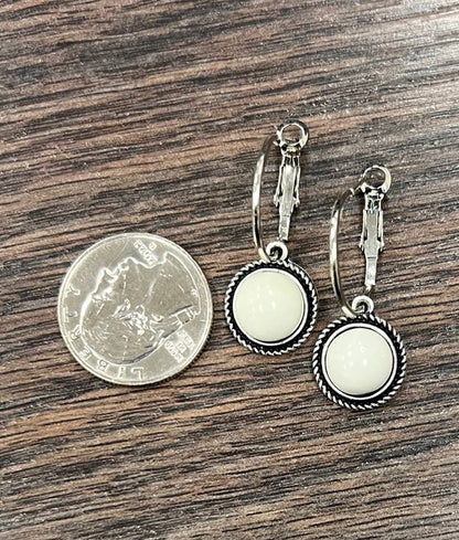 White Turquoise Hoop Earrings