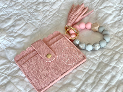 Wristlet Keychain Wallet - Peachy Pink