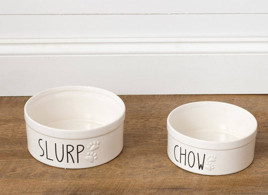 Ceramic Dog Bowls - Slurp and Chow
