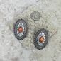 Orange Stone Oval Concho Earrings