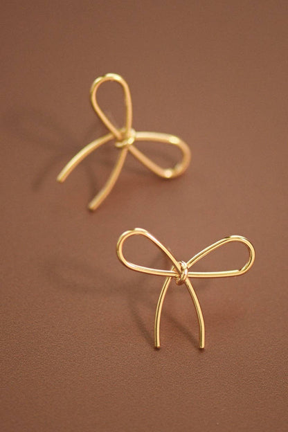 Trendy Gold Bow Knot Stud Earrings