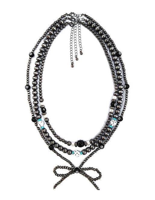 Western 3 Layered Navajo Pearl Multi Theme Necklace
