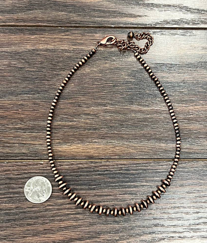 Copper Rondelle Western Bead Necklace