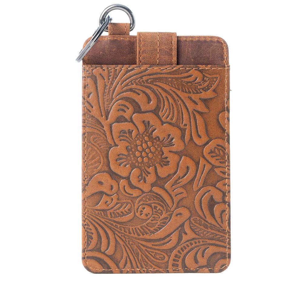 Roper Card Holder in brown with Embossed detail