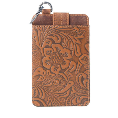 Roper Card Holder in brown with Embossed detail