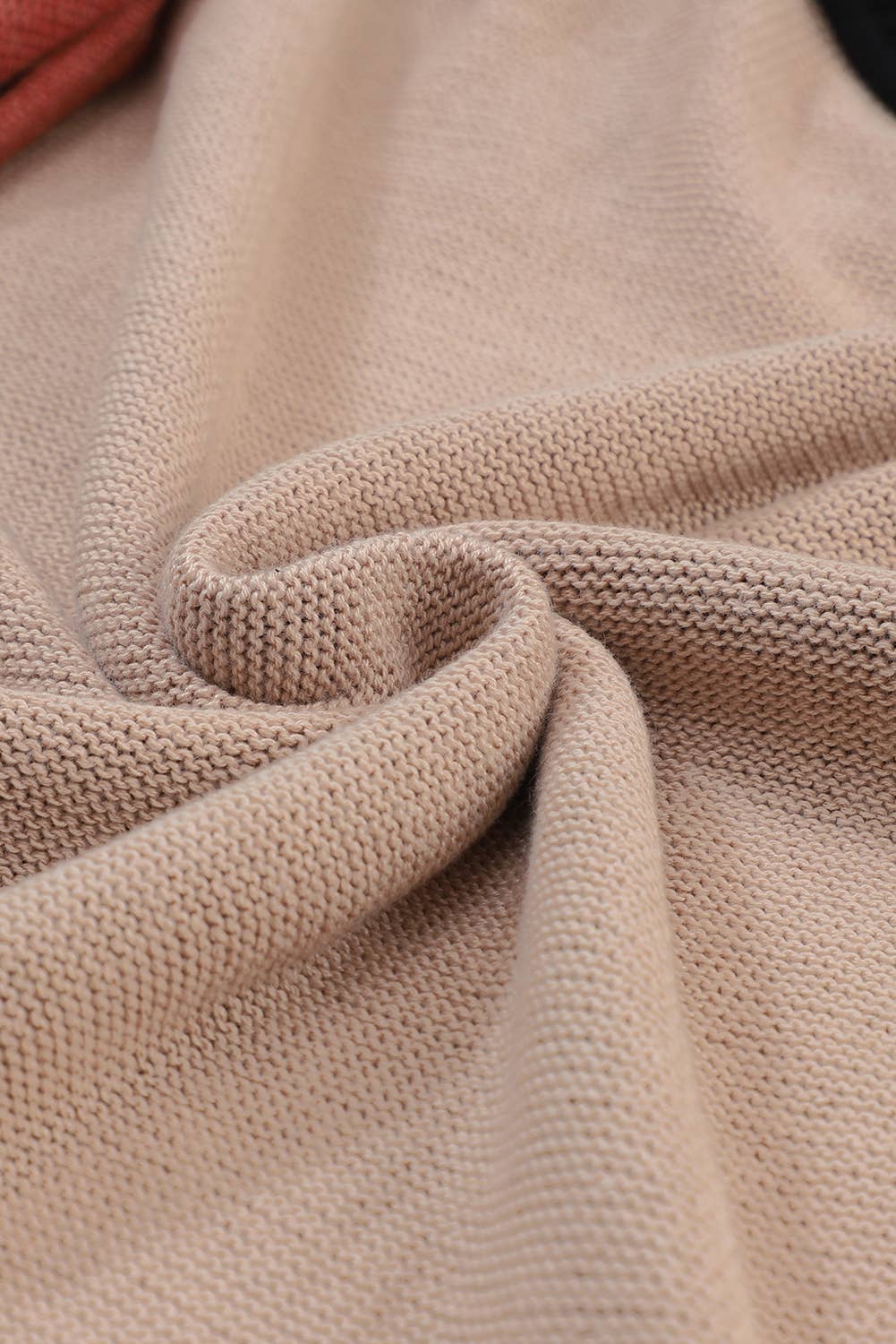 Women's Color Block Bishop Sleeve Ribbed Trim Sweater