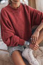 Women's Acid Washed Crewneck Sweatshirt - Red