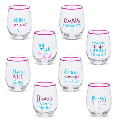 Last Call Witty Mom Stemless Wine Glass