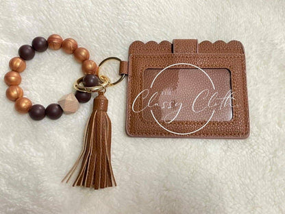 Wristlet Keychain Wallet - Tan