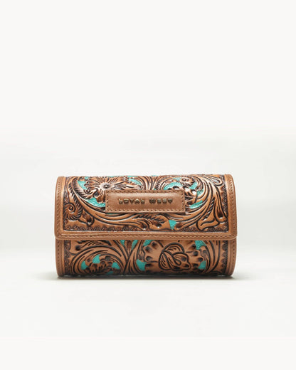 Jewelry Case Hand Tooled Leather - Whiskey & Water