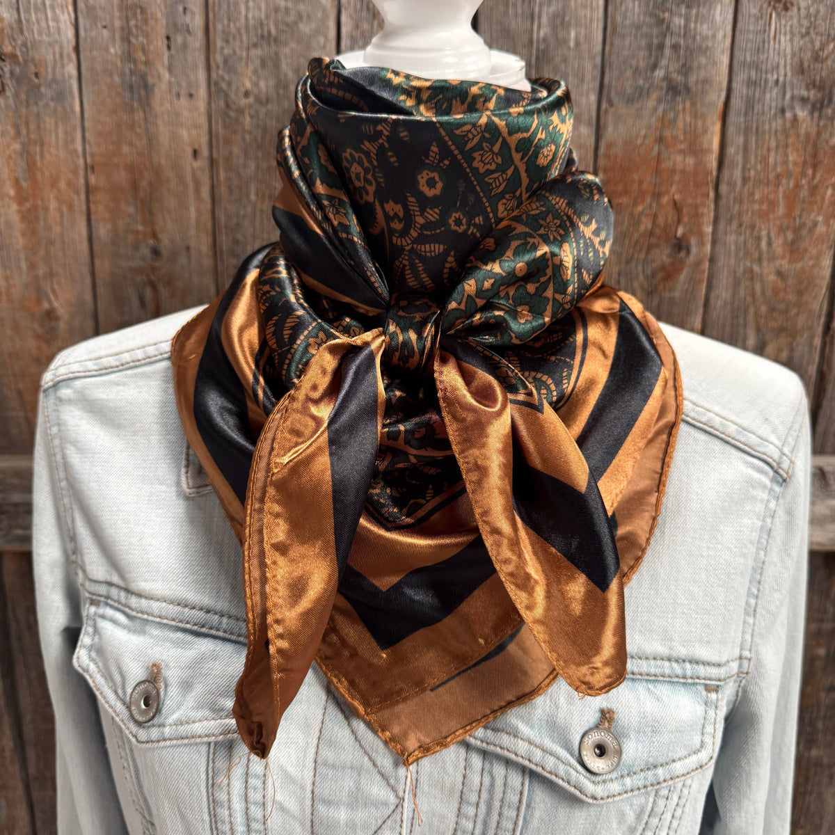 Green and Tan Floral Wild Rag