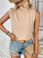 Women's Mid Neck Women's Top - Beige