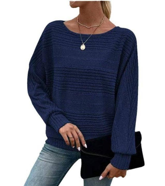 Casual Navy Long-Sleeve T-shirt Top