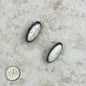 Silver Oval Post Stud Earrings with White Stone
