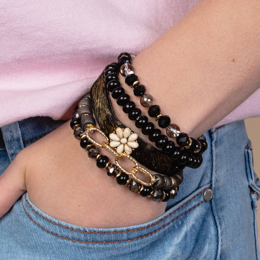 Black Stacked Bracelets