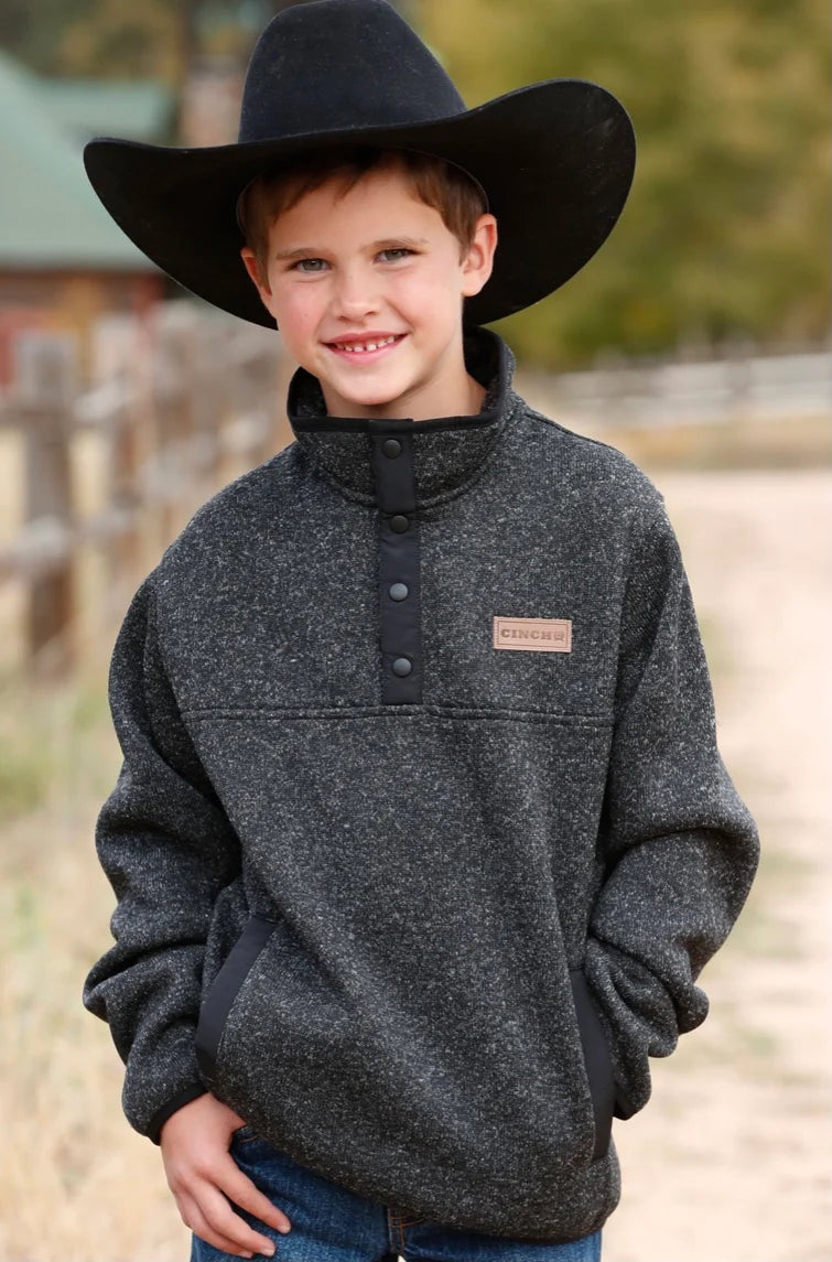 Boy's Cinch Youth Heather Charcoal Fleece Pullover