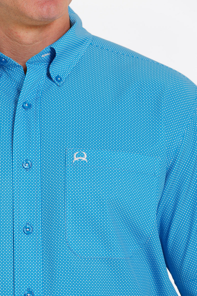 Men's Cinch Arena Flex Print Button Down Short Sleeve-Blue