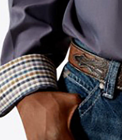 Men's Ariat Navy Wrinkle Free Pinpoint Oxford