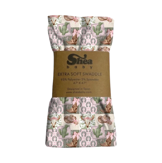 Shea Baby Pink & Green Camo Swaddle