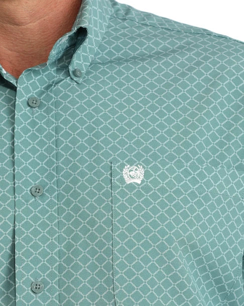 Men's Cinch Geometric ArenaFlex Button Down Shirt - Teal