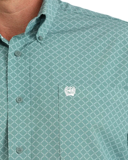 Men's Cinch Geometric ArenaFlex Button Down Shirt - Teal