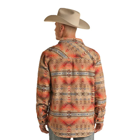 Men's Rock & Roll Aztec Tan Shirt Jacket